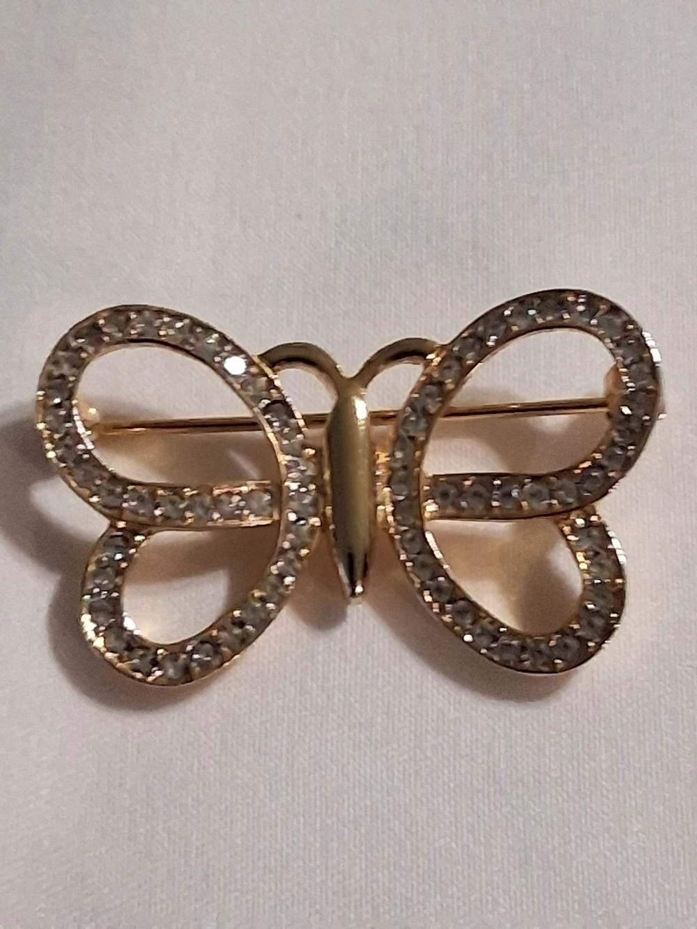 Monet Gold-Tone Clear Crystal Butterfly Brooch